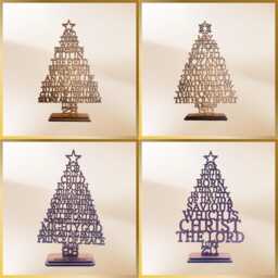 Christian Christmas Tree Isaiah 96 Bible Verse Unto Us A Child Is Born Faith Ornaments Wood Handmade Decoration Table - thumbnail 4