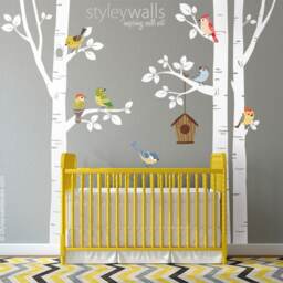 Trees & Birds Wall Decal, Forest Decal Sticker, Nursery Decor, Baby Room Decor - thumbnail 3