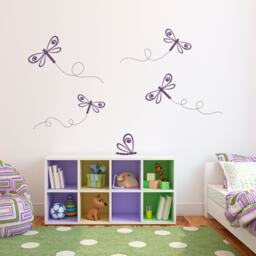 Dragonfly Wall Decal Set - Girl Bedroom Decor Of 5 - thumbnail 1