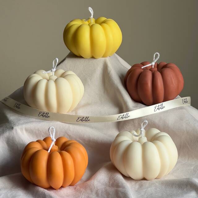 Handmade Autumn Pumpkin Soy Wax Candle Spooky Season Decor - image 1