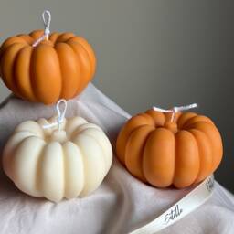 Handmade Autumn Pumpkin Soy Wax Candle Spooky Season Decor - thumbnail 2