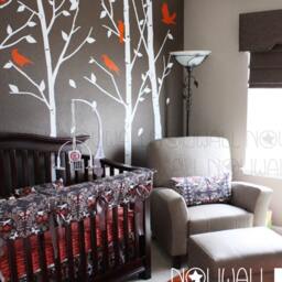 Original Design Winter Urban Forest Tree With Birds Wall Decal Sticker Nursery Home Decor - thumbnail 3