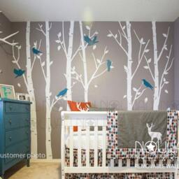 Original Design Winter Urban Forest Tree With Birds Wall Decal Sticker Nursery Home Decor - thumbnail 2