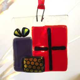 Fused Dichroic Glass Handmade Christmas Tree Decoration Gift Present Parcel Window Hanging - thumbnail 4