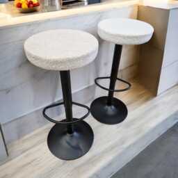 Boucle Counter Top Stool Adjustable For Kitchen Or Bars - Teddy Bear Fabric Stools - Gl - thumbnail 1