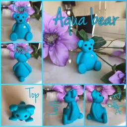 Aqua Bear With Clear Gemstone Heart - thumbnail 2