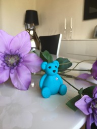Aqua Bear With Clear Gemstone Heart - thumbnail 1