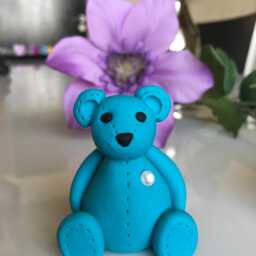 Aqua Bear With Clear Gemstone Heart - thumbnail 3
