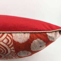 Decorative Pillows, Red Waves Cushion, Chinoiserie, Velvet Pillow Cover, Japanese - thumbnail 3