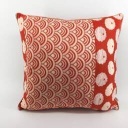 Decorative Pillows, Red Waves Cushion, Chinoiserie, Velvet Pillow Cover, Japanese - thumbnail 2