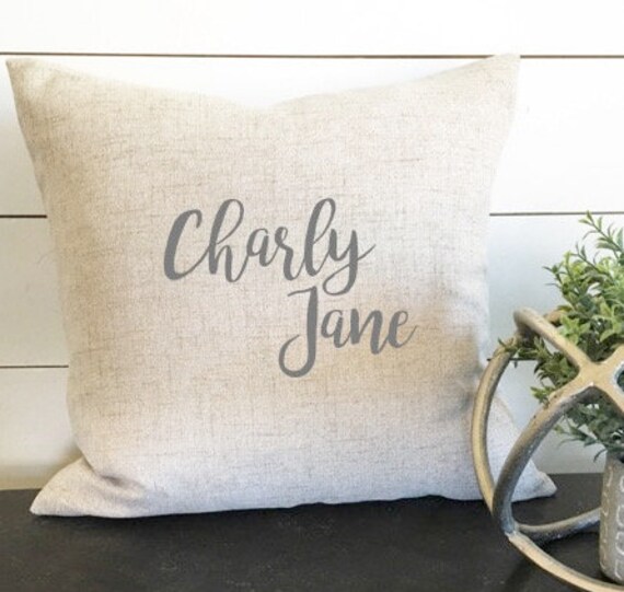 Personalized Name Pillow Cover, 18x 18 Baby Gift, Baby Shower Gift, Nursery Decor