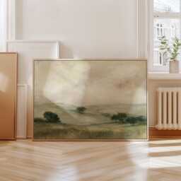 Sage Valley Poster, Lake Landscape Wall Art, Neutral Hills Print - thumbnail 4