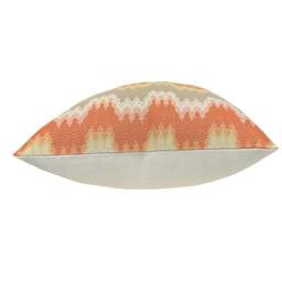 Winnett Guava Modern Ikat Flame Stitch Pillow Cover - Beige/Grey/Pink/Orange Designer Fabric Woven Throw Pillows - thumbnail 3