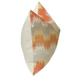 Winnett Guava Modern Ikat Flame Stitch Pillow Cover - Beige/Grey/Pink/Orange Designer Fabric Woven Throw Pillows - thumbnail 2