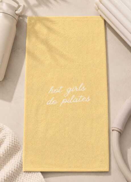 Hot Girls Do Pilates Butter Yellow Rally Towel Fitness For Workout Class Gym Accessory Princess - image 1