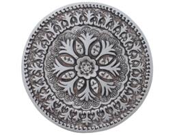 Decorative Tile With Suzani Design, Handmade Tile, Circle Wall Art, Outdoor Art Decor, Ceramic #4 30cm Aged Silver - thumbnail 1