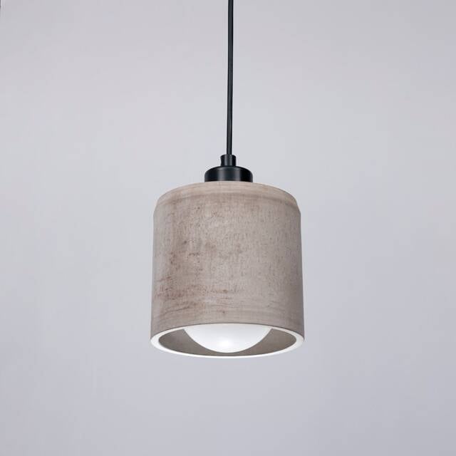 Light Brown Concrete Cylinder Pendant Lamp, Stone Chandelier, Designer Hanging Lights, Scandinavian Design, Accessories - image 1