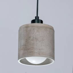 Light Brown Concrete Cylinder Pendant Lamp, Stone Chandelier, Designer Hanging Lights, Scandinavian Design, Accessories - thumbnail 3