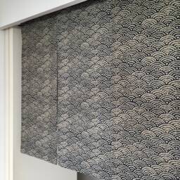 Japanese Restaurant Noren Curtain Made Whit Blue Wave Cotton Fabric Divided in 3 Panels, Closet Cover Noren, Doorway Curtain, Tsunami - thumbnail 3