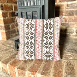 1155. Christmas Stars in Line Brown 100% Cotton Cushion Cover Various Sizes - thumbnail 2