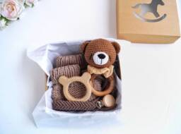 Bear Baby Gift Box For First Time Mom, Congratulations Pregnancy Pregnant Sister, Woodland Shower Set