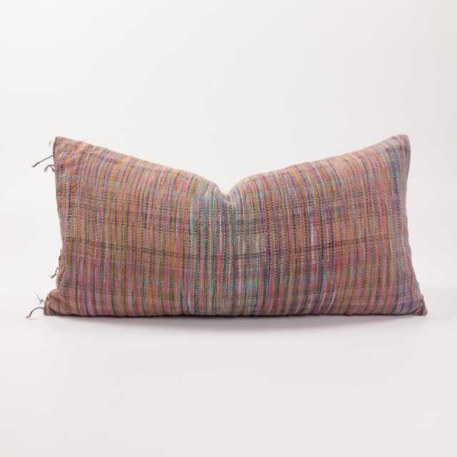 Rustic Woven Lumbar Pillow With Tassels, Eclectic Boho Throw Cushion - image 1