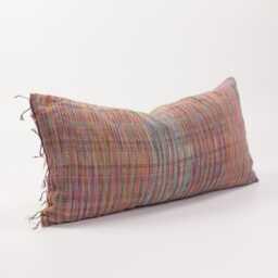 Rustic Woven Lumbar Pillow With Tassels, Eclectic Boho Throw Cushion - thumbnail 3