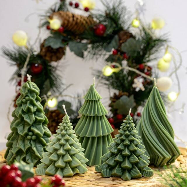 Christmas Tree Candle Collection - Handmade Soy Wax Holiday Decor Gift Festive Home Decoration - image 1