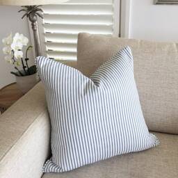 Exotic Palm Linen Cushion Cover Blue & White Hampton Style - thumbnail 4