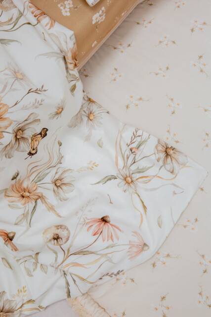Gold Meadow On White - Handmade Cotton Kids Bedding Sets - image 1