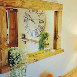 Rustic Wooden Mirror With Shelf Handmade English Oak Wax Finish - thumbnail 2