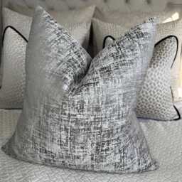 Handmade Steel Grey Textured Cushion Cover, Luxury Double Sided Pillow Sham