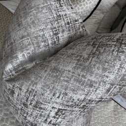 Handmade Steel Grey Textured Cushion Cover, Luxury Double Sided Pillow Sham - thumbnail 4