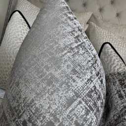 Handmade Steel Grey Textured Cushion Cover, Luxury Double Sided Pillow Sham - thumbnail 2