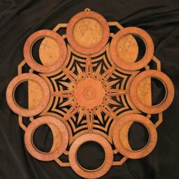 Moon Phases Mandala Wood Sculpture Sacred Geometry Wall Art - thumbnail 2