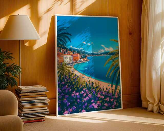 French Riviera Wall Art Print C??te D'azur - Mediterranean Travel Poster - image 1