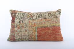 Handwoven Turkish Kilim Lumbar Pillow Bohemian Home Decor - 16x24 Inch - thumbnail 1