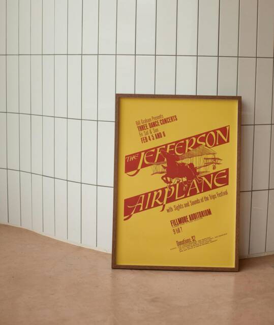 Framed Jefferson Airplane Poster, Vintage Psychedelic Rock Concert, 1966 - image 1