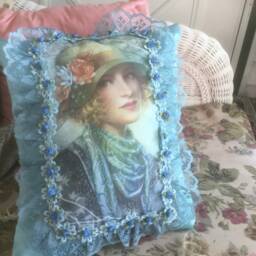 Blue Flapper Pillow 10 X12 - thumbnail 1