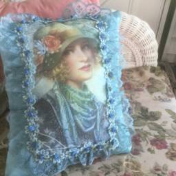 Blue Flapper Pillow 10 X12 - thumbnail 3