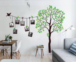 Family Tree Wall Decal, Large Decor For Living Room, Vinyl Art Sticker, Photo Frame Decals Walls - thumbnail 1