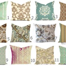 Outdoor Pillows Or Indoor Covers Custom - Spa Mist Mineral Aqua Blue Light Surf Brown Taupe Beige Khaki Tan Modern Geometric 18x18, 16x16 - thumbnail 2