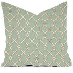 Outdoor Pillows Or Indoor Covers Custom - Spa Mist Mineral Aqua Blue Light Surf Brown Taupe Beige Khaki Tan Modern Geometric 18x18, 16x16 - thumbnail 3