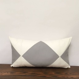 Gray & White Diamond Lumbar Pillow Cover, Phillip Lim Fabric - thumbnail 2