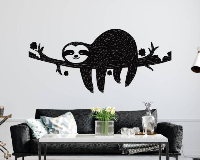 Sloth With Brunch Wall Vinyl Decal Kids Room Woodland Animal Sticker Nursery Decor - image 1