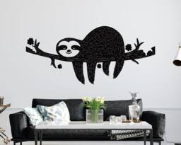 Sloth With Brunch Wall Vinyl Decal Kids Room Woodland Animal Sticker Nursery Decor - thumbnail 1