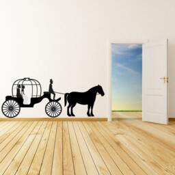 Wedding Couple in A Carriage Wall Decal - Vinyl Car Id015