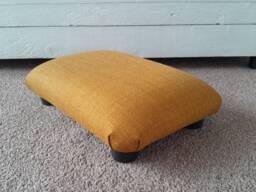 Yellow Mustard Footrest Stool Handmade Upholstered Under Desk Ottoman, L