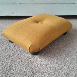 Yellow Mustard Footrest Stool Handmade Upholstered Under Desk Ottoman, L - thumbnail 3