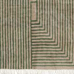 Beige & Green Moroccan Wool Rug - Handwoven Geometric Berber Carpet - Minimalist Natural Area Custom Handmade Floor Decor - thumbnail 2